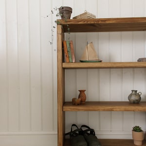 Rustic Bookcase made from Solid Wood Rustic Storage Unit Wooden Bookshelf with Castor Wheels or Hairpin Legs Handcrafted Folkhaus image 2