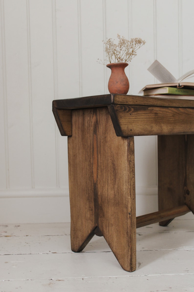 Vintage Style Stool Made From Solid Wood | Rustic Stool | Entryway Seat ...
