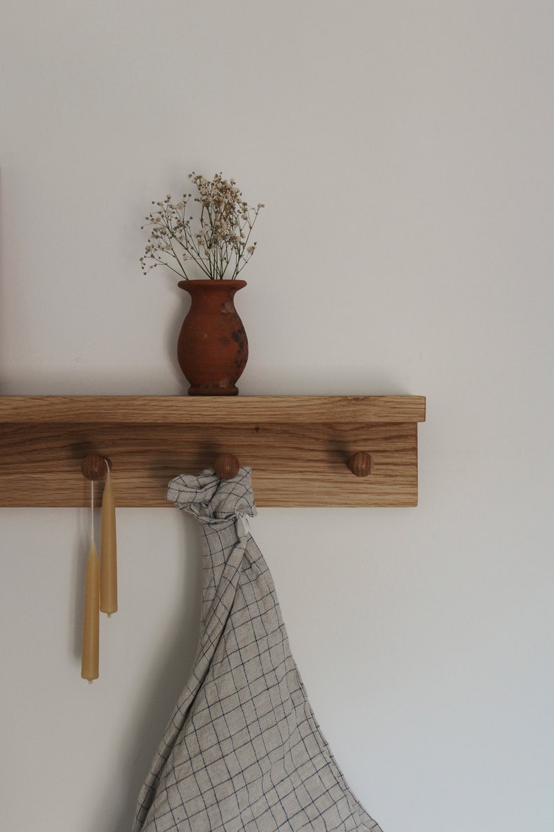 Shaker Peg Shelf Made From Solid Oak Peg Rail Peg Shelf Etsy