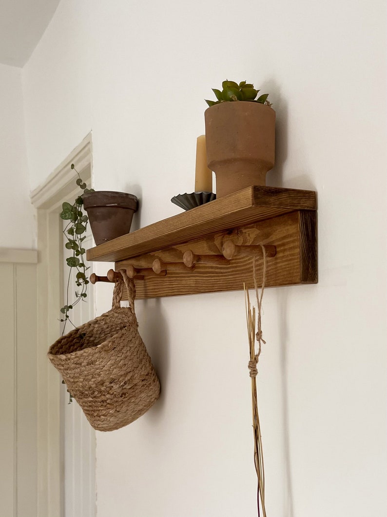 Shaker Peg Shelf Made From Solid Wood Peg Rail Peg Shelf Etsy UK