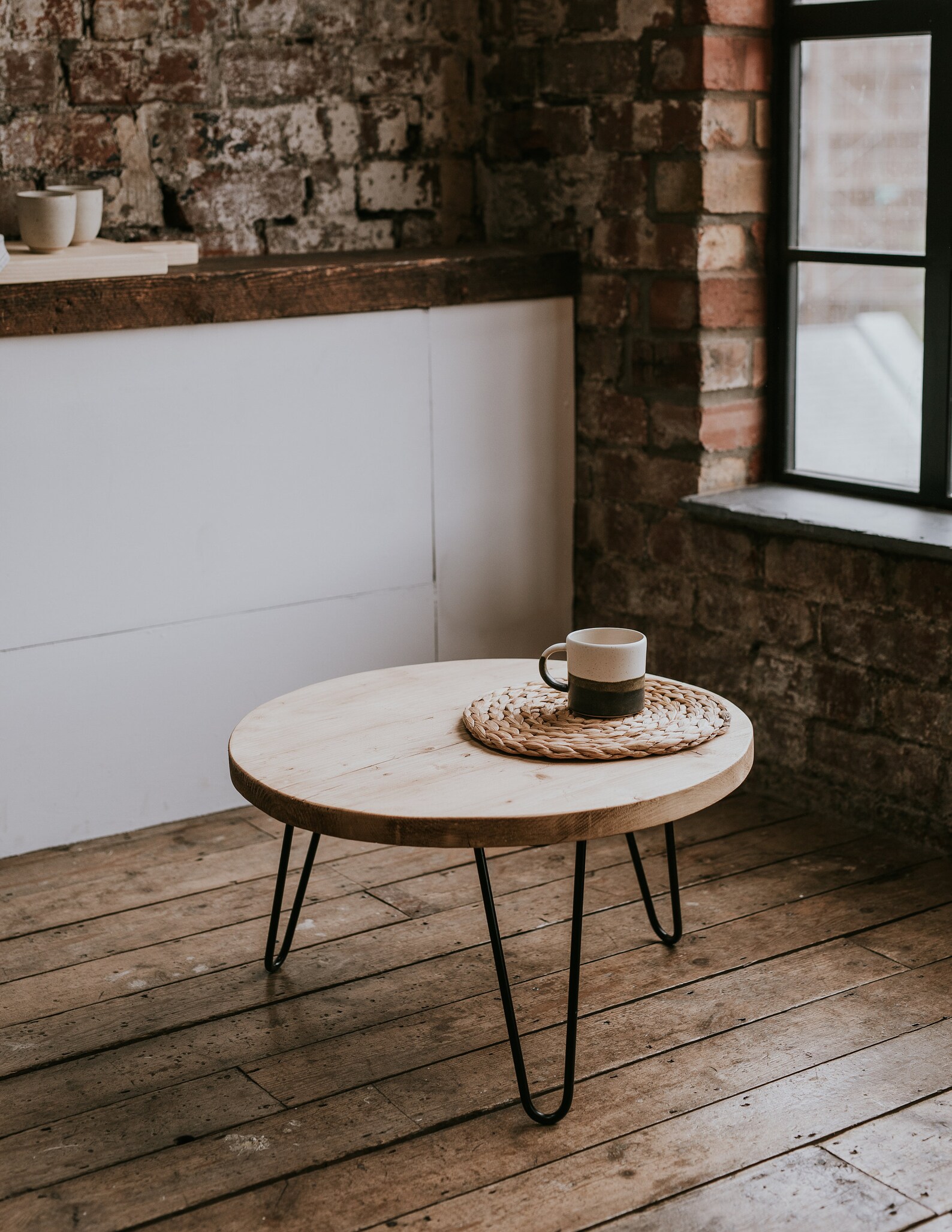 Rustic Round Coffee Table With Hairpin Legs Made Using Etsy
