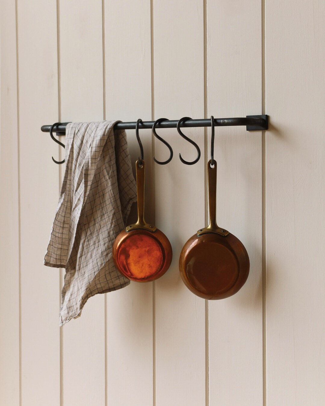 Kitchen Rail Made From Raw Steel With S Hooks Hanging Rail Utensil Rail