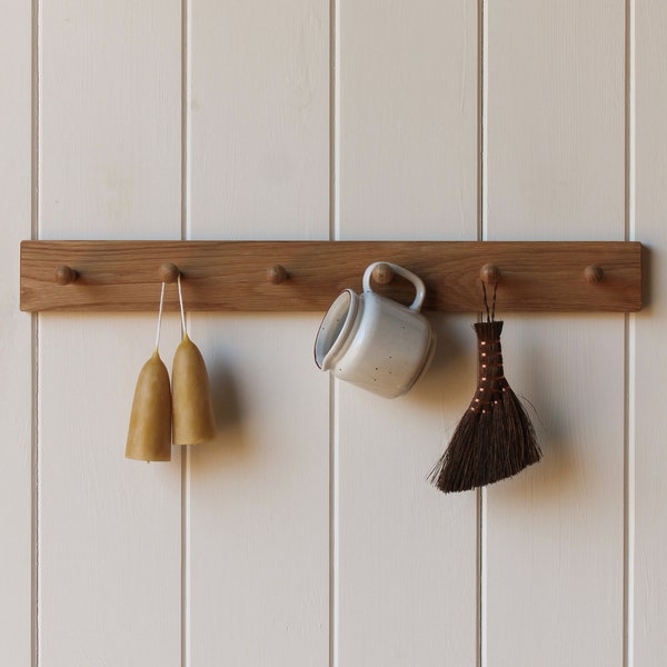 Shaker Peg Rail made from Solid Oak | Peg Rail | Peg Hooks | Coat Hook | Kitchen Rail | Handcrafted | Folkhaus