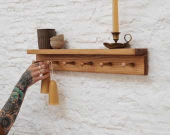 Shaker Peg Shelf made from Solid Wood | Peg Rail | Peg Shelf | Coat Hook | Kitchen Rail | Handcrafted | Folkhaus