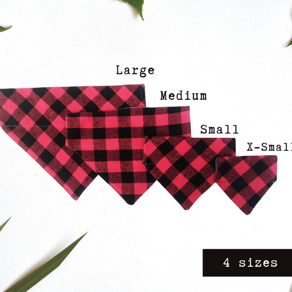 Buffalo Plaid Dog Bandana | Over the Collar Slip On | Reversible | Girl Boy Puppy Pet Accessory | Custom Personalized Gift | Neckerchief