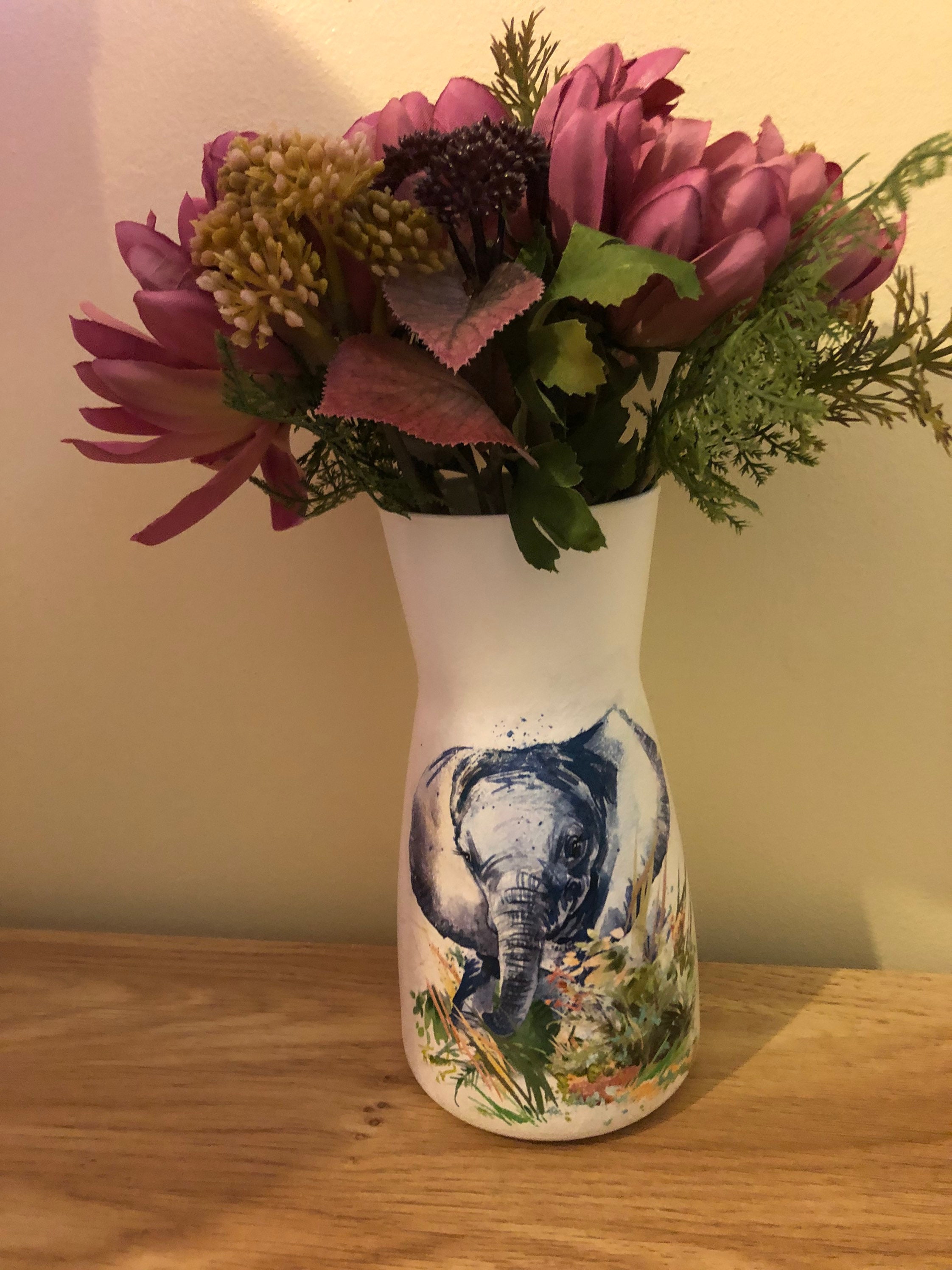 Elephant vase elephant lover gift 20cm glass vase for flowers Etsy
