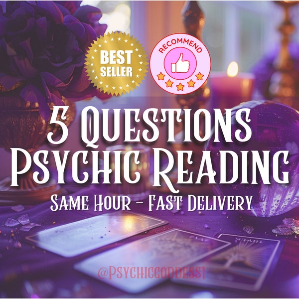 SAME HOUR 5 Question Tarot Reading, Love Reading, Career Reading, Guidance Reading, Fast Delivery