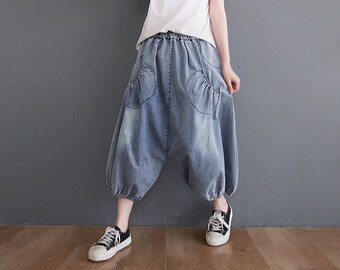 Denim Harem Pants - Etsy