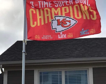 Chiefs 3X Super Bowl Champions Flag: Indoor/Outdoor Home Decor