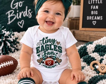 Tiny Eagles Fan Baby Bodysuit | Philadelphia Football Baby Onesie | Green Game Day Baby Girl Outfit | Football Baby Shower Gift