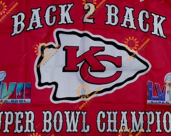 Kansas City Chiefs NFL Super Bowl Back To Back Champions Flag