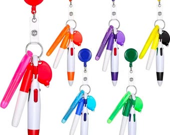 Badge Reel Pen Set | 6 Color Options Available | Nurse Badge Reel with Pen, Highlighter & Marker | CNA Gift | Teacher Gift