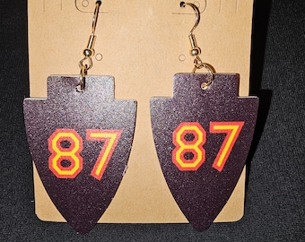 KC Chiefs Genuine Leather Arrowhead Earrings: Football Fan Jewelry