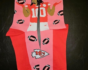 Custom KC Pacheco Socks | Chiefs Game Day Fan Gear | Football Player Socks | Kansas City Red & Gold Apparel | Gift for Chiefs Fans