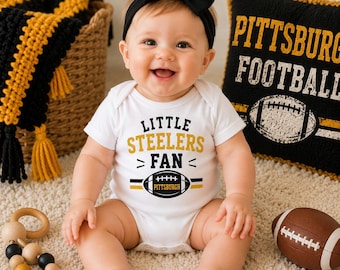 Little Steelers Fan Baby Bodysuit | Pittsburgh Football Baby Onesie | Black Gold Game Day Outfit | Football Baby Shower Gift
