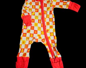 KC Holiday Bamboo Sleeper | Custom Chiefs Print | Double Zipper | Christmas Baby Pajamas | Limited Edition| Sizes 0–3 to 3T