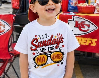 Sundays Are for Ma’Homies Toddler Shirt | KC Football Kids Tee | Kansas City Game Day Shirt | Red Gold Football Toddler Tee