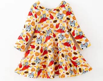 KC Wolf Toddler Twirl Dress | Kansas City Game Day Outfit | Girls Football Dress | Go Chiefs Baby & Toddler Outfit