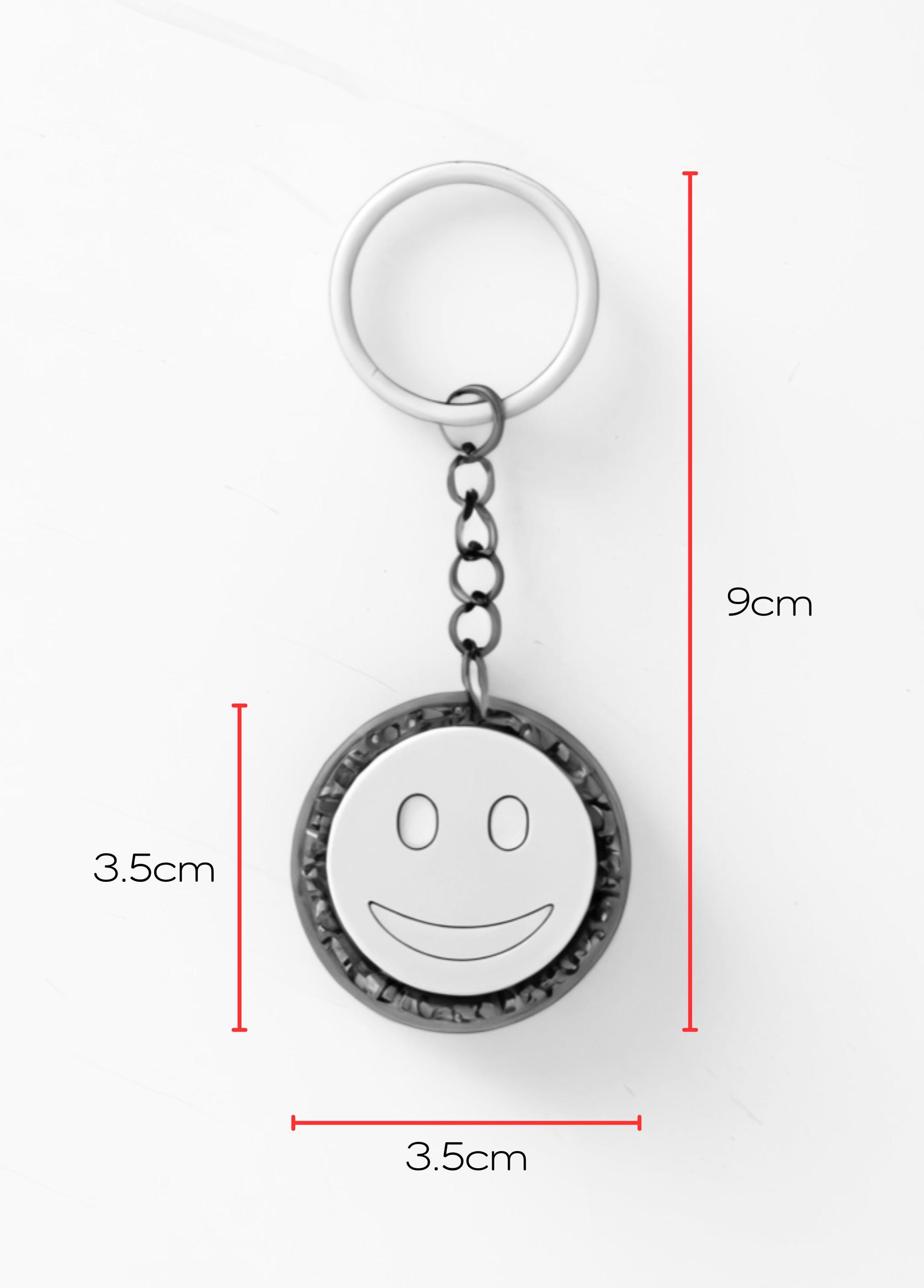 Smiley Face Keychain, Custom Color 3D Printed Key Ring, Cute Emoji ...