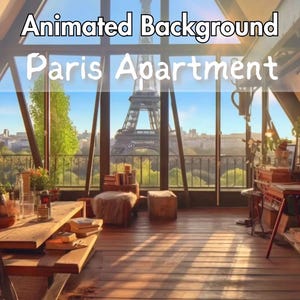 Animated Paris Apartment Background: Stylish Virtual Home Office (MP4 Video, PDF Instructions)