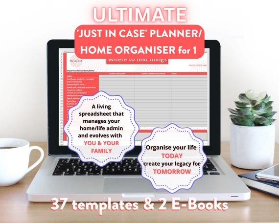 Digital Legacy Planner: Home Organizer, End of Life Planning (Excel Workbook for 1)