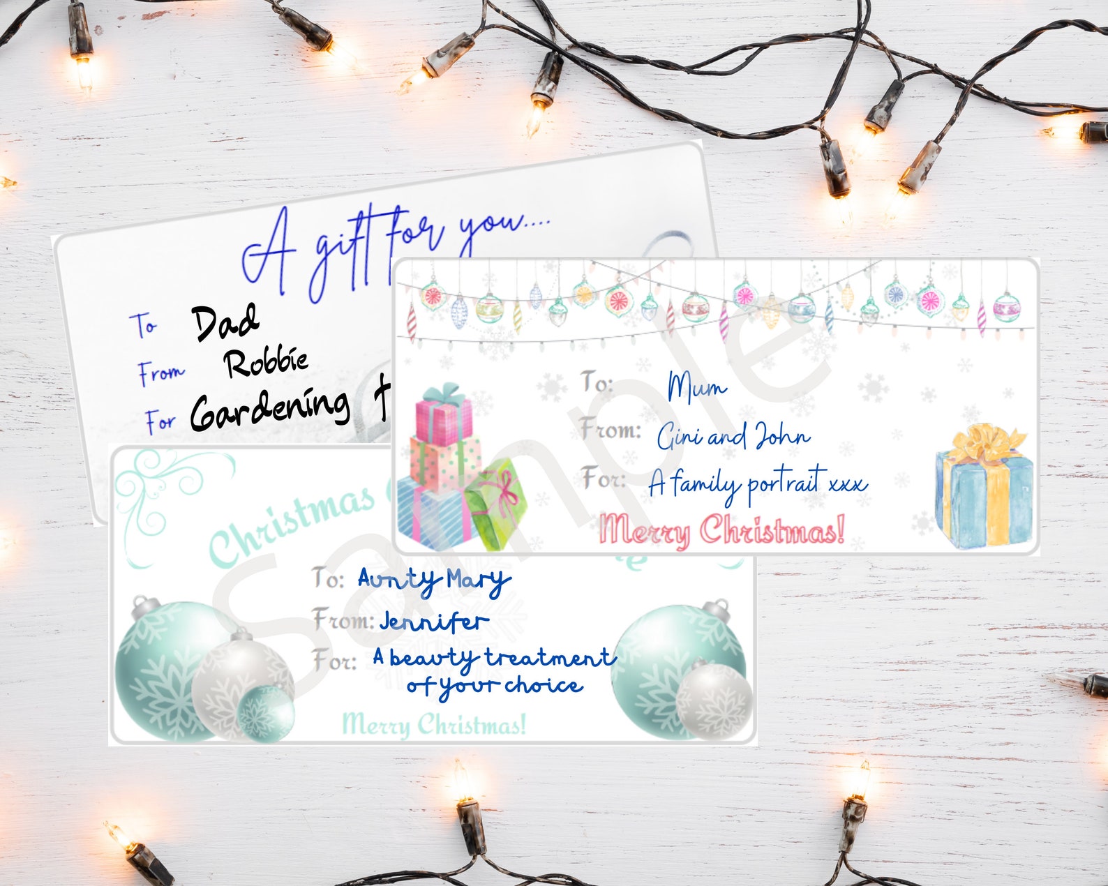 6 CHRISTMAS GIFT VOUCHERS // Gift Certificates // Printables | Etsy