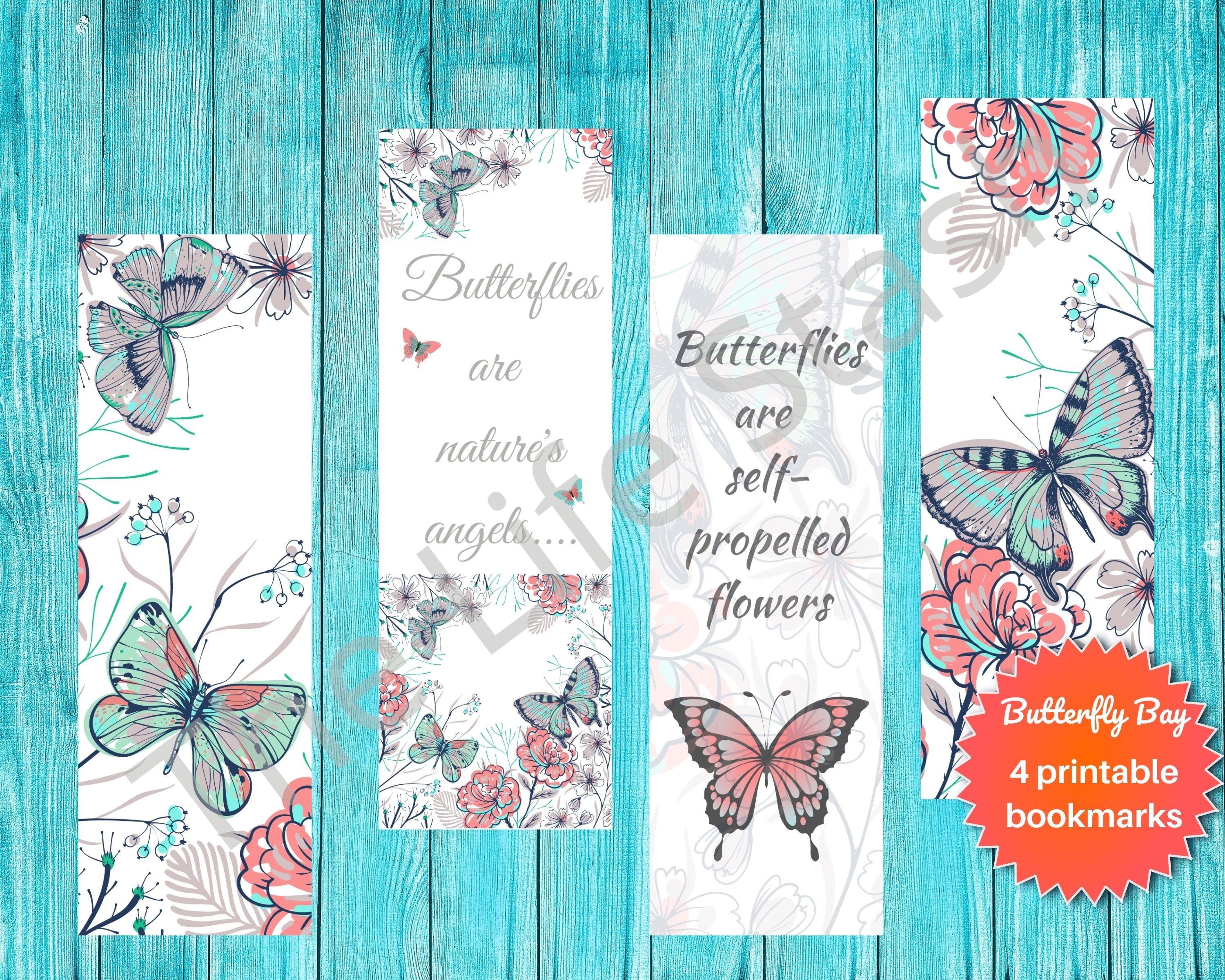 PRINTABLE BUTTERFLY BOOKMARKS Beautiful Butterfly Bookmarks Digital