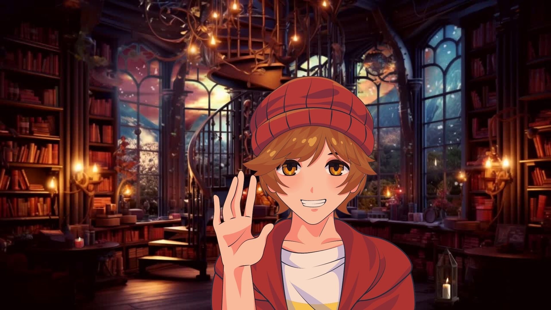 Animated Zoom Background for Student, Vtuber, Teams, Skype, Animated Backdrop, Ancient Library