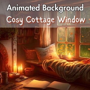Cozy Cottage Window Animated Background: Zoom, Teams, VTuber (MP4 & PNG)