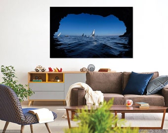 Catalina Island Cave Art: Vintage Sailboats, Coastal Print