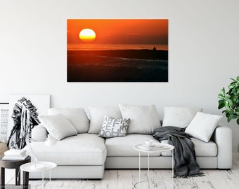 Encinitas Sunset Photo Print: Vintage Coastal Wall Art