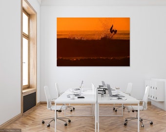 Encinitas Surfer Sunset Print: Vintage Coastal Wall Art