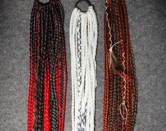 custom made: Braids am Haarband • Pferdeschwanz Verlängerung • Farben frei wählbar • mit oder ohne Deko • Hippie/Boho Frisur