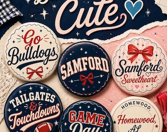 Juego de botones para el día del partido de los Samford Bulldogs / Pines para el día del partido de Homewood, AL