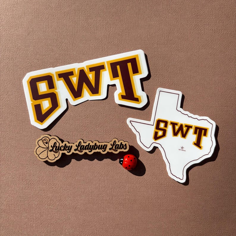 Southwest Texas State Sticker Set – SWT Letters & Texas Shape | Alumni ...