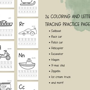 26 Pages Letter Tracing Worksheet Transportation ABC Color Pages Prek ...