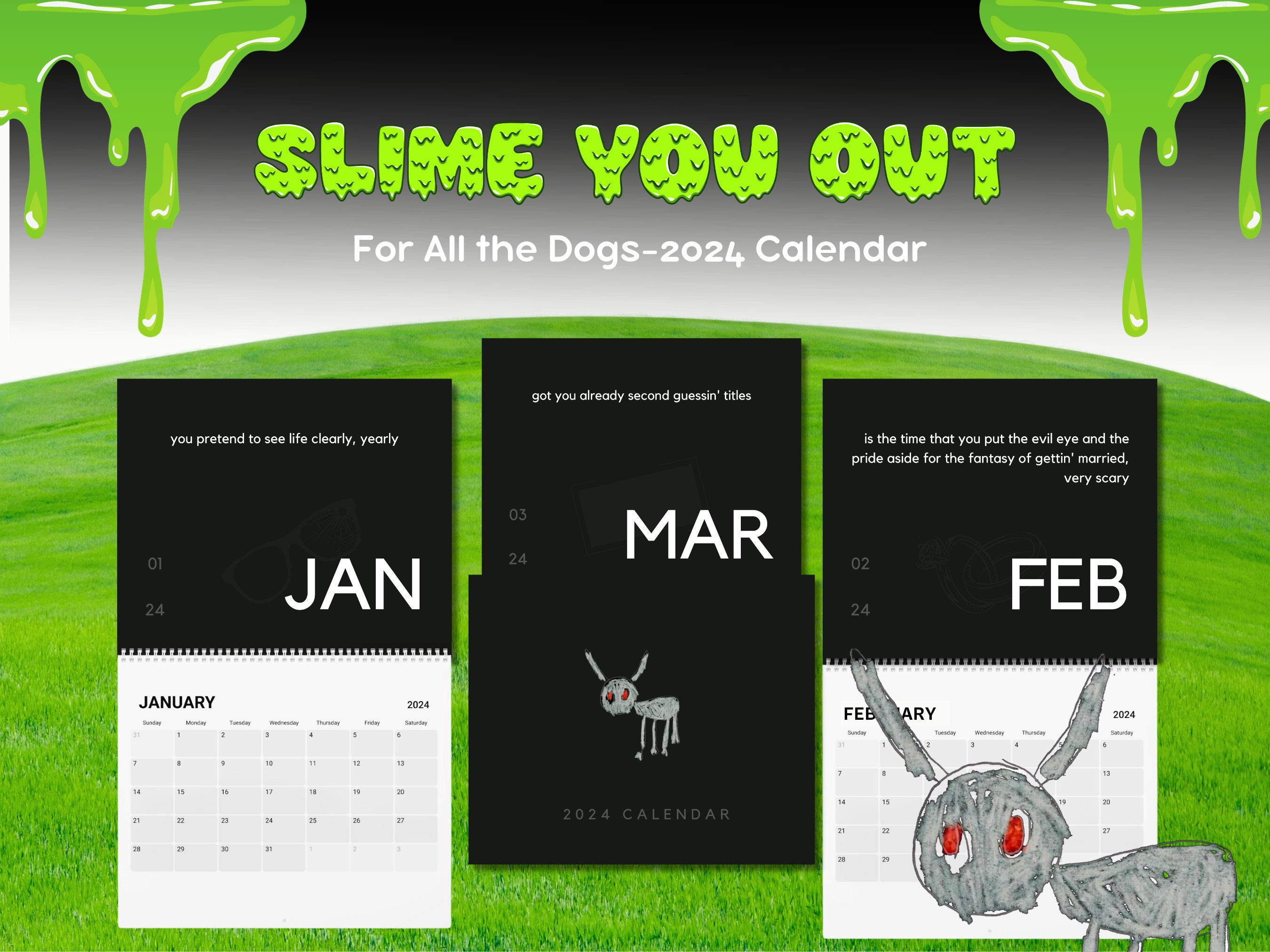 drake-calendar-slime-you-out-2024-calendar-drake-for-all-the-dogs-album-calendar-sold-by-locket