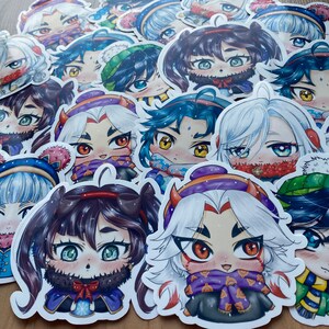 May include: A collection of colorful cartoon character stickers with winter-themed clothing. The stickers feature characters with different hair colors, eye colors, and facial expressions. The stickers are perfect for adding a touch of whimsy to any project.
