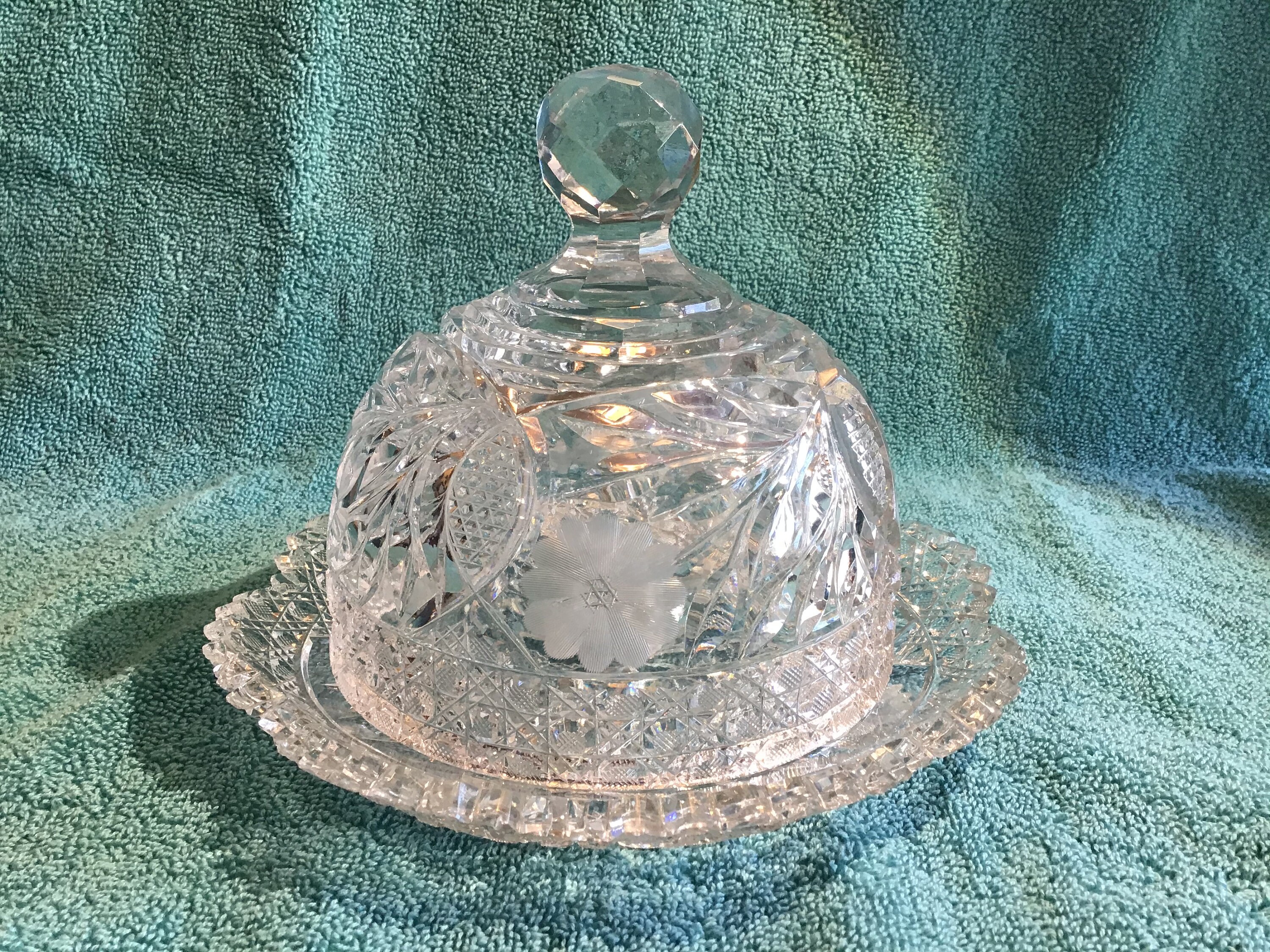 Vintage Brilliant cut glass Butter Dish and Cover Etsy