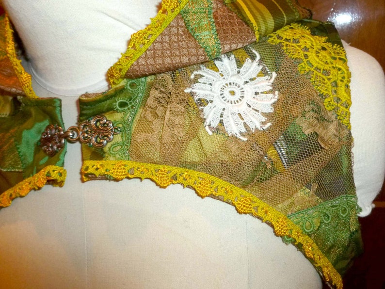 Elf Sz M Celtic REDUCED PRICE Bolero Hooded Shrug GreensGolds Steampunk Fairy