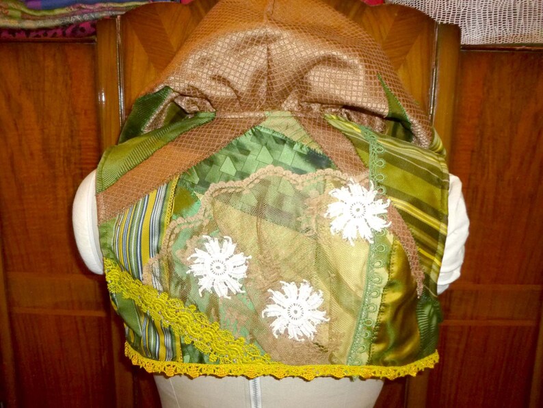 Elf Sz M Celtic REDUCED PRICE Bolero Hooded Shrug GreensGolds Steampunk Fairy