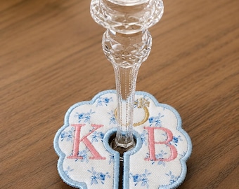 Embroidered Monogram Wine Charms: Personalized Celebration Drink Markers