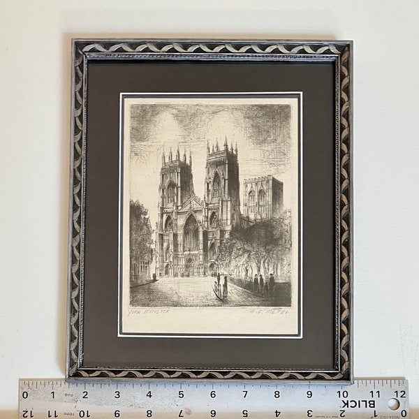 Vintage Etching of York Minster by A.F. Mettel