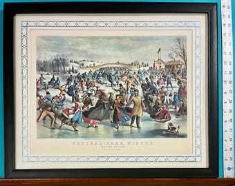 The Skating Pond in Central Park by Currier and Ives