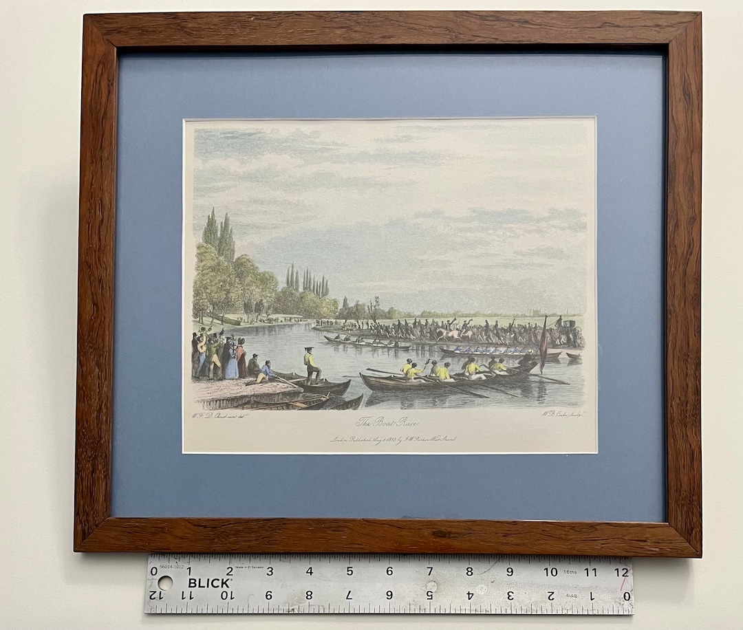 Early Oxford Vs Cambridge Boat Race Depicted in a Vintage Colored ...