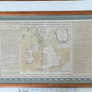 1766- Landkarte von Großbritannien und Irland von Louis Brion de la Tour aus einem antiken Atlas