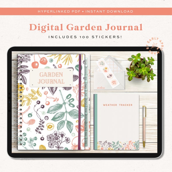 Garden Journal with Hyperlinks for Goodnotes, Notability, and Xodo on iPad | Plant Journal | Weather Tracker | Instant Digital Download