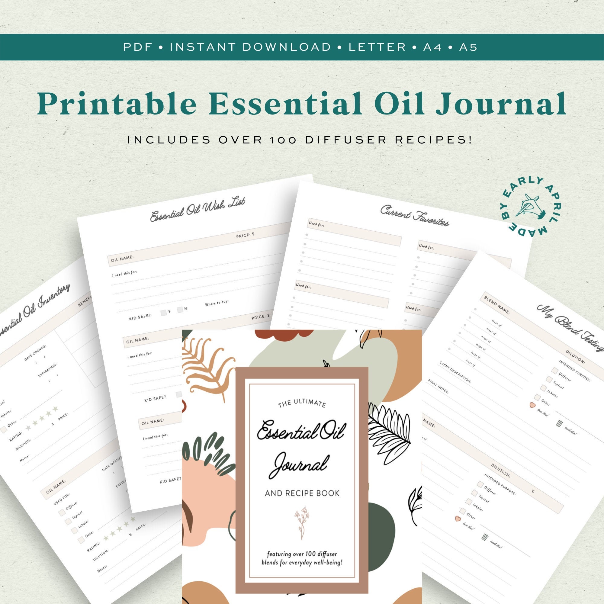 Essential Oil Journal Essential Oil Blends EO Journal Etsy