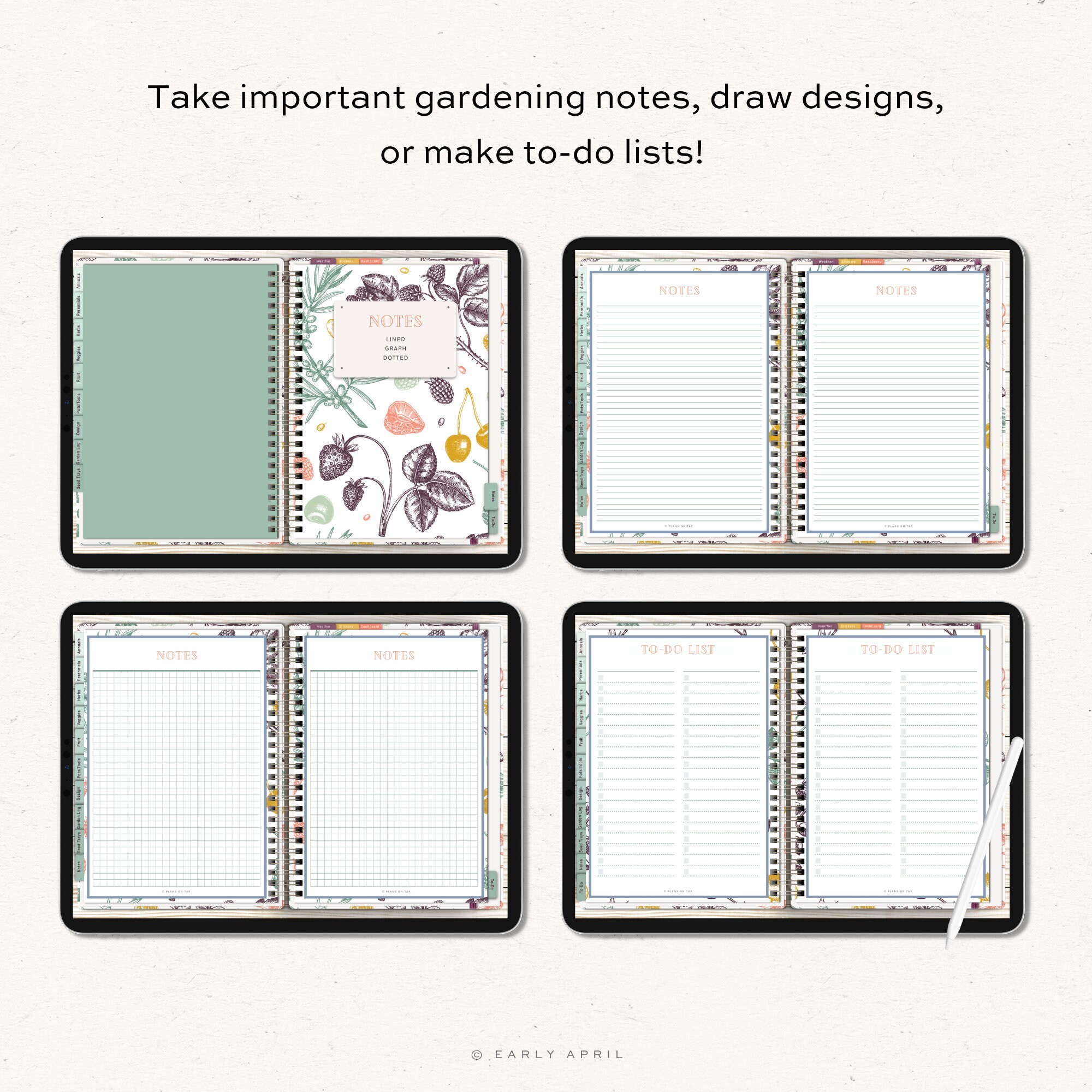 Garden Journal With Hyperlinks for Goodnotes Notability and Etsy