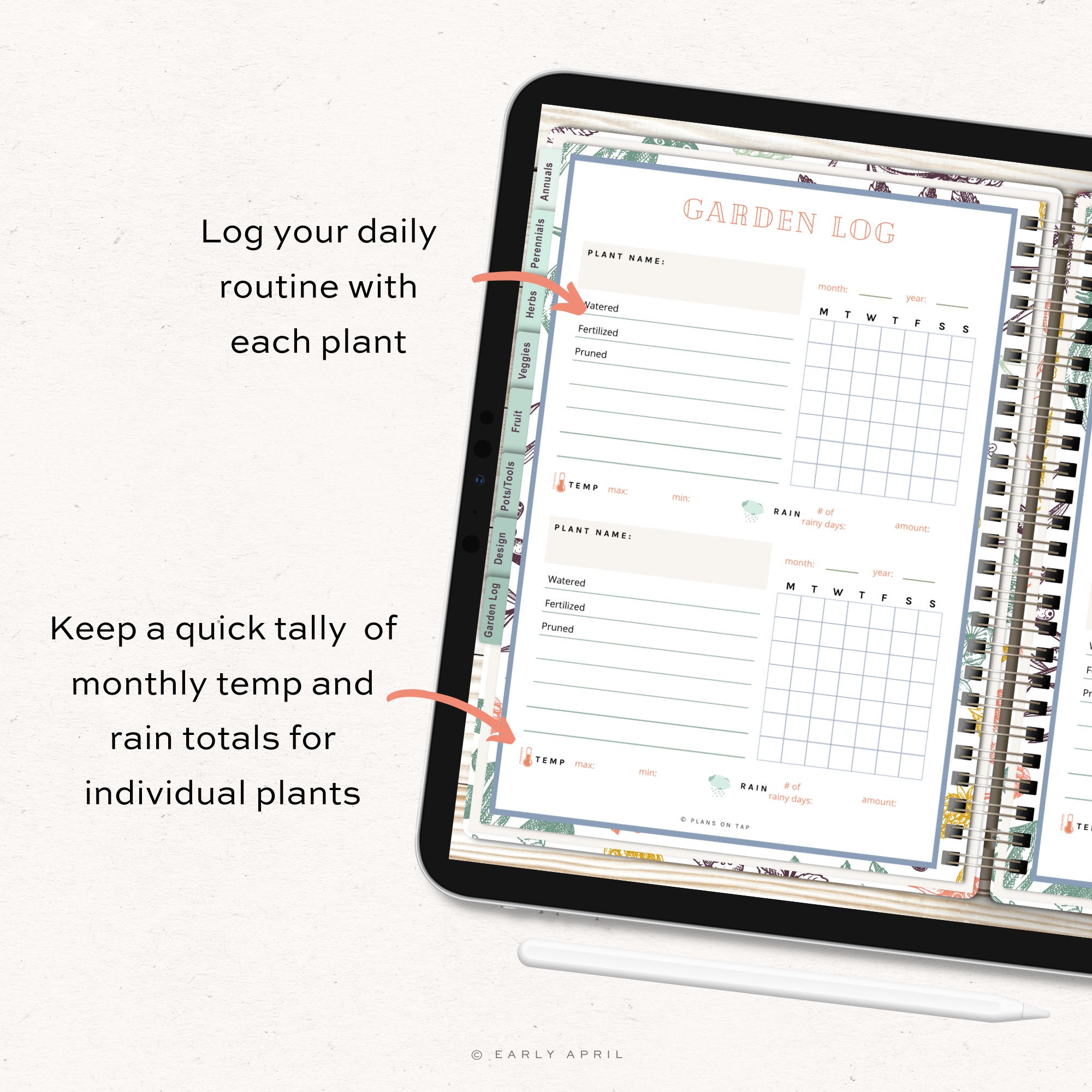 Garden Journal With Hyperlinks for Goodnotes Notability and Etsy